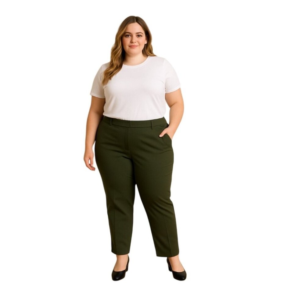 Banana Republic Sloan Green pants Size 16 Stretch Classic Basic Casual Work Cute